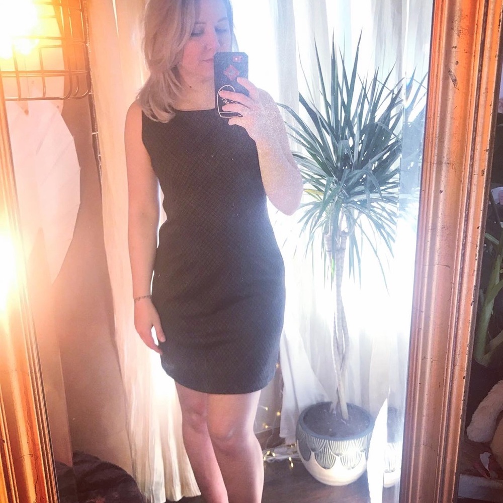 Merona Dress XS black with subtle plaid pattern